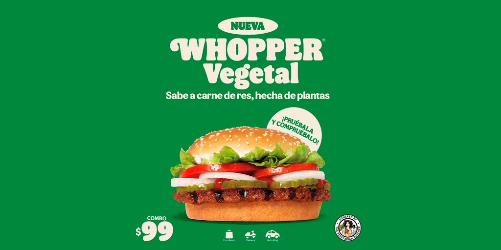 Burger King México lanza la Whopper vegetal, la innovadora hamburguesa hecha 100% de plantas